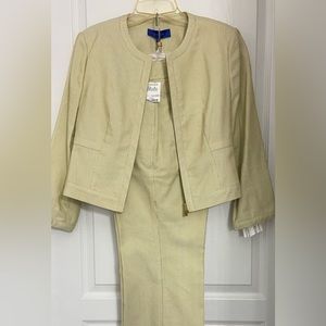 Liliu New 2 Set 100% Cotton Long Sleeve Blazer & Straight Leg